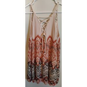 Miss Me Boho Aztec‎ Crochet Tank Top - Size L Summer Festival Fun